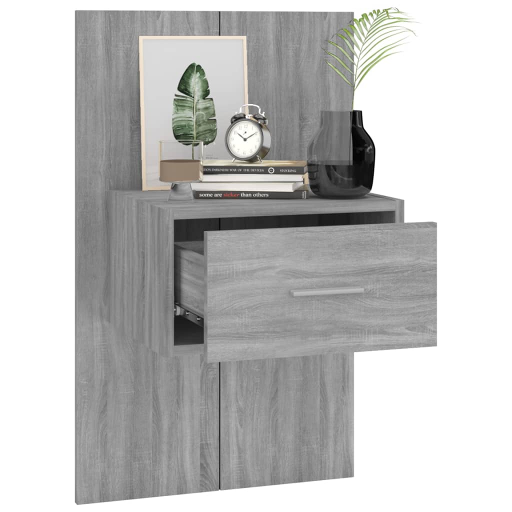 Wall-mounted Bedside Cabinets 2 pcs Grey Sonoma - Newstart Furniture