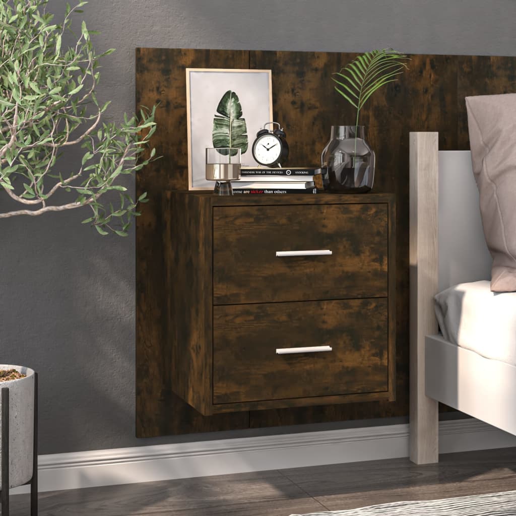 Wall-mounted Bedside Cabinet Smoked Oak - Newstart Furniture