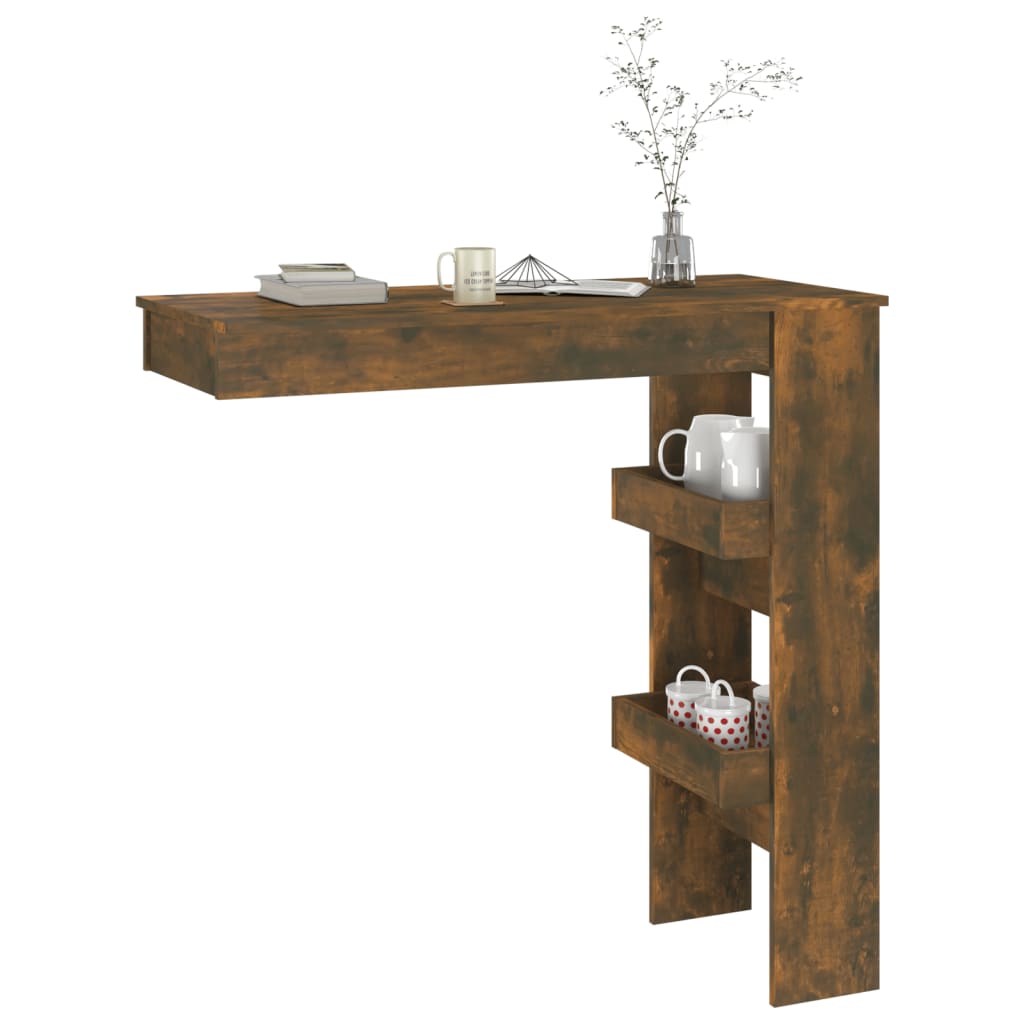 Wall Bar Table Smoked Oak 102x45x103.5 cm Engineered Wood - Newstart Furniture