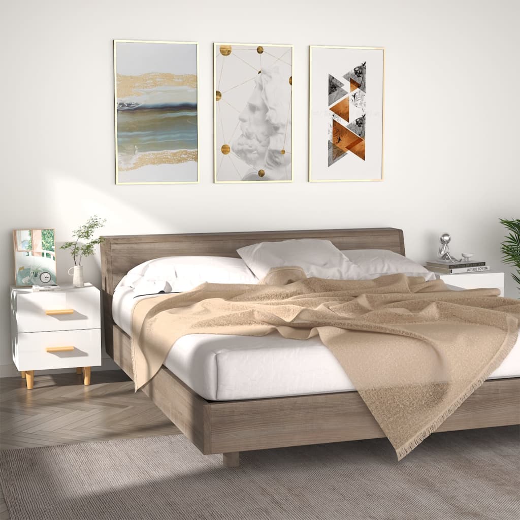 Bed Cabinets 2 pcs High Gloss White 40x35x47.5 cm - Newstart Furniture