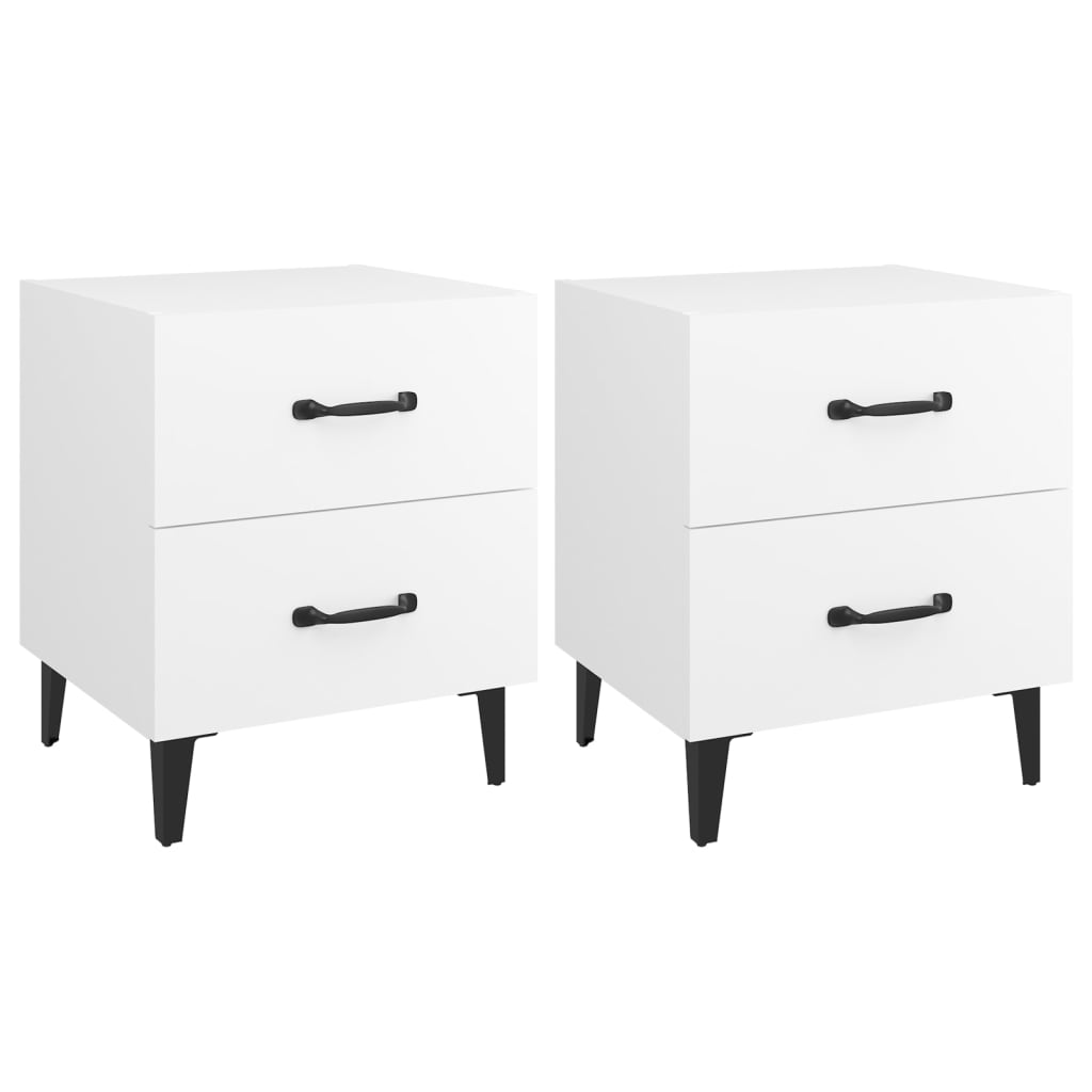 Bedside Cabinets 2pcs White 40x35x47.5 cm - Newstart Furniture