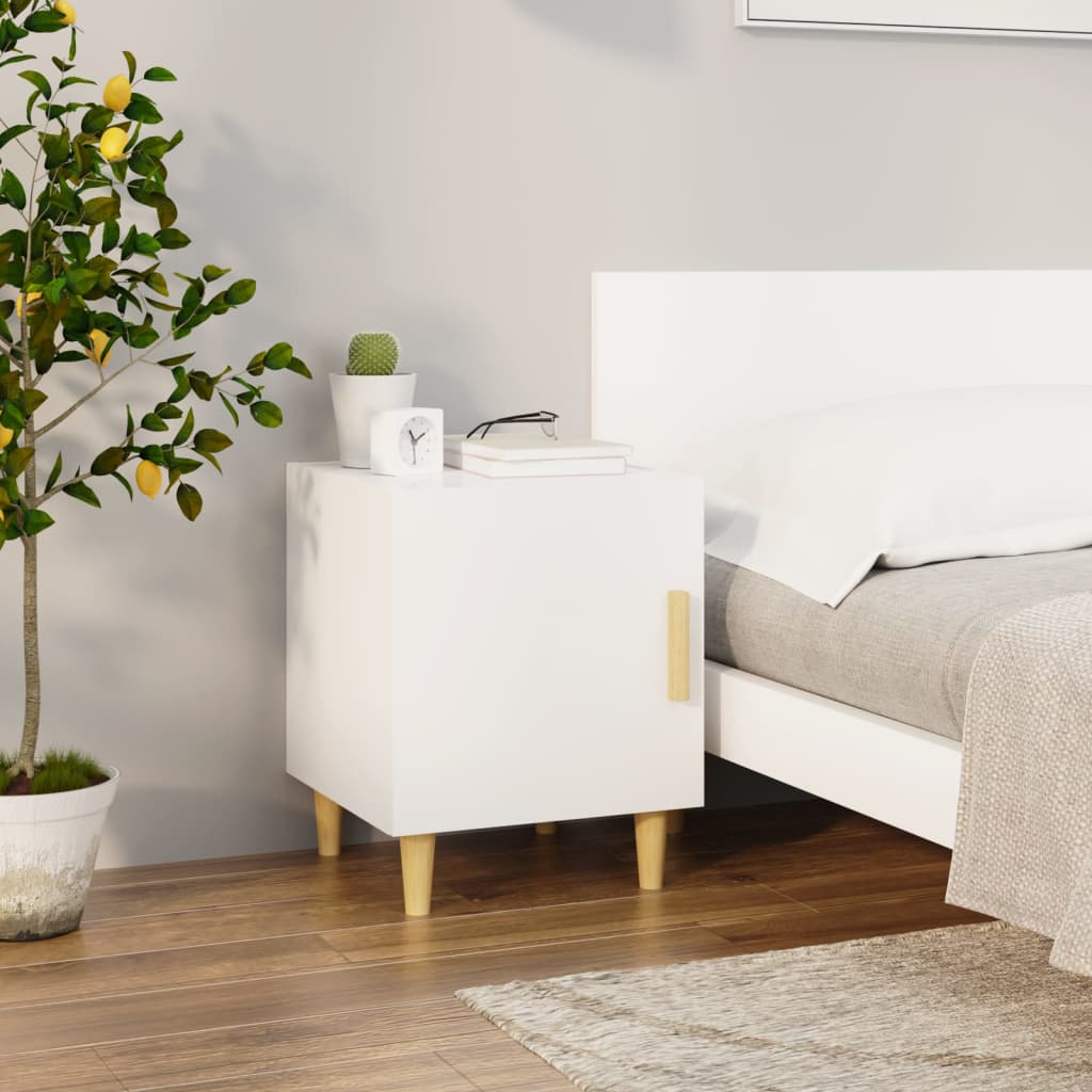 Bedside Cabinets 2 pcs High Gloss White Engineered Wood - Newstart Furniture