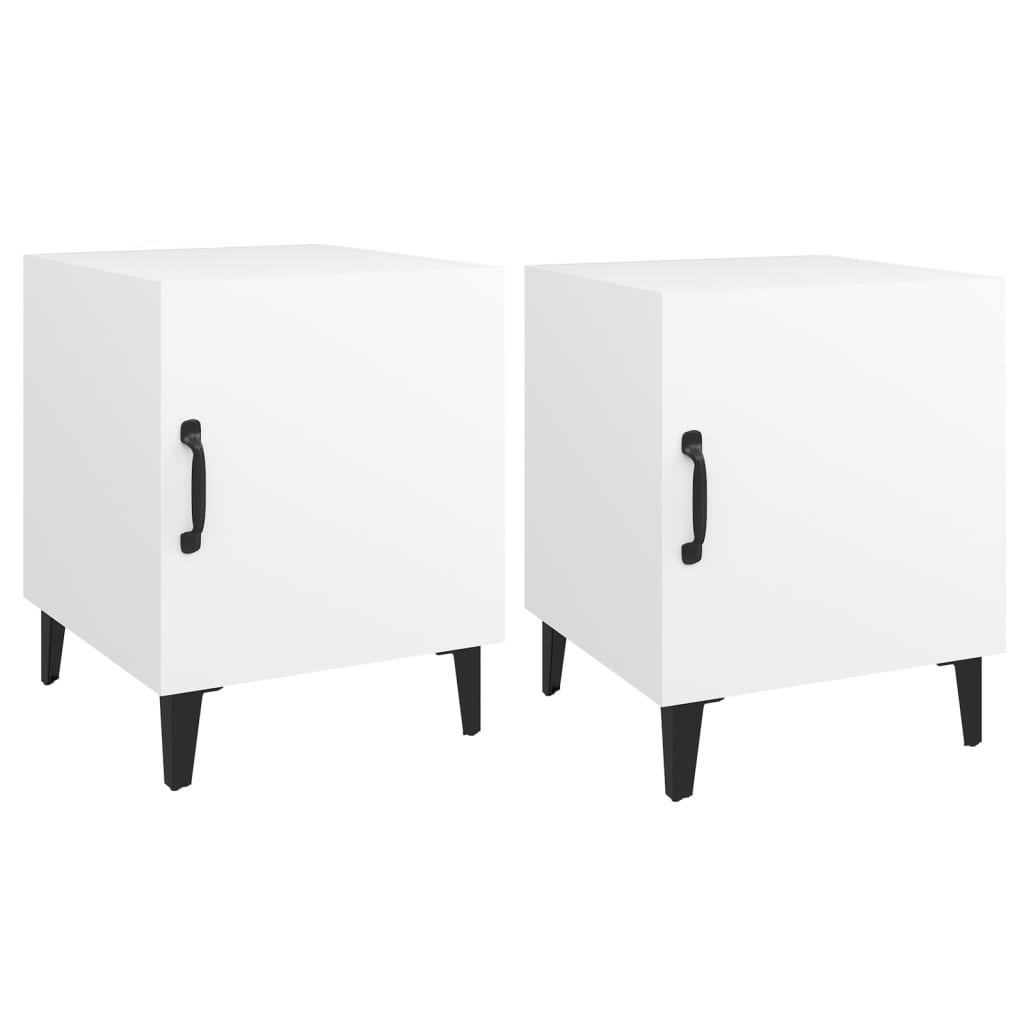 Bedside Cabinets 2 pcs White Engineered Wood - Newstart Furniture