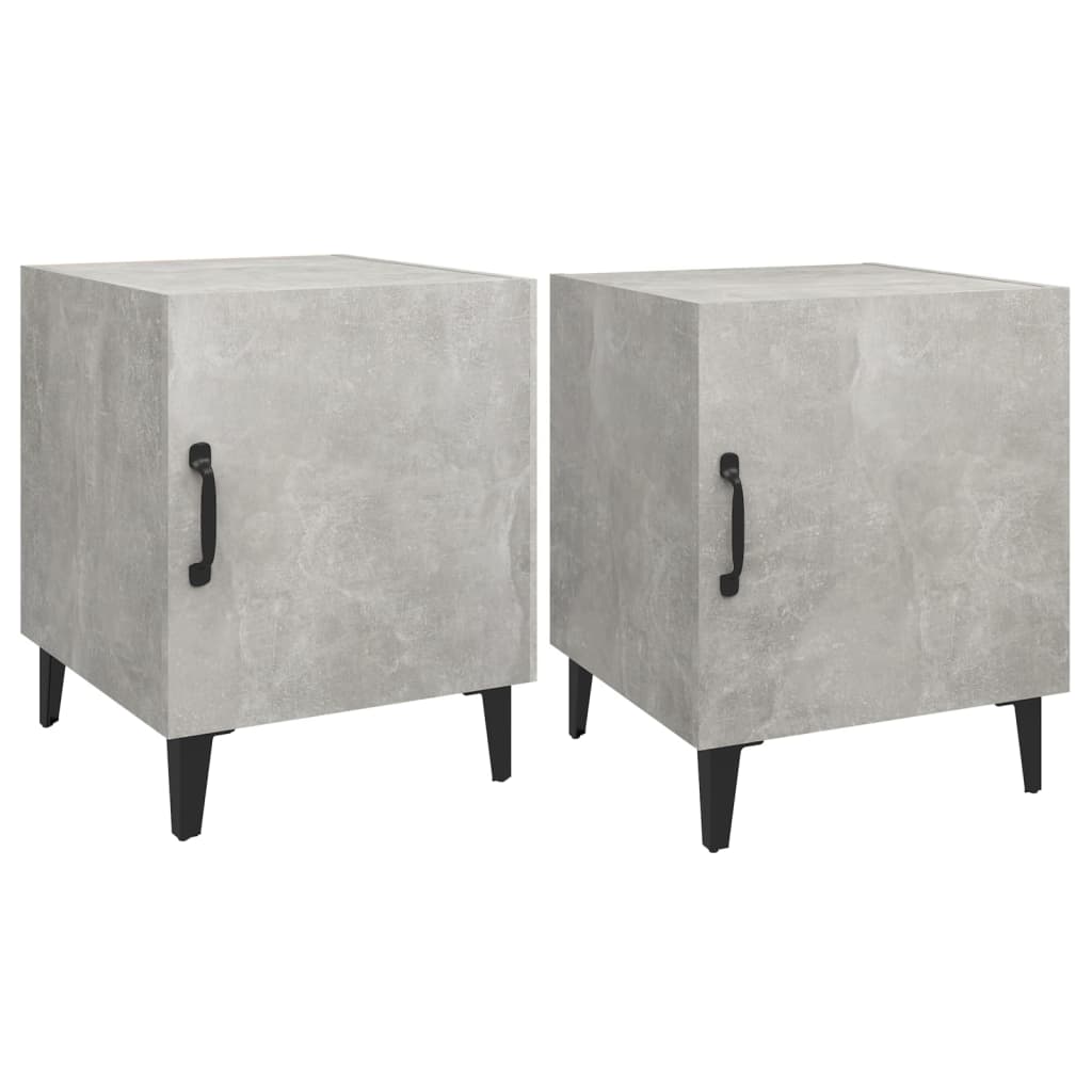 Bedside Cabinets 2 pcs Concrete Grey Engineered Wood - Newstart Furniture