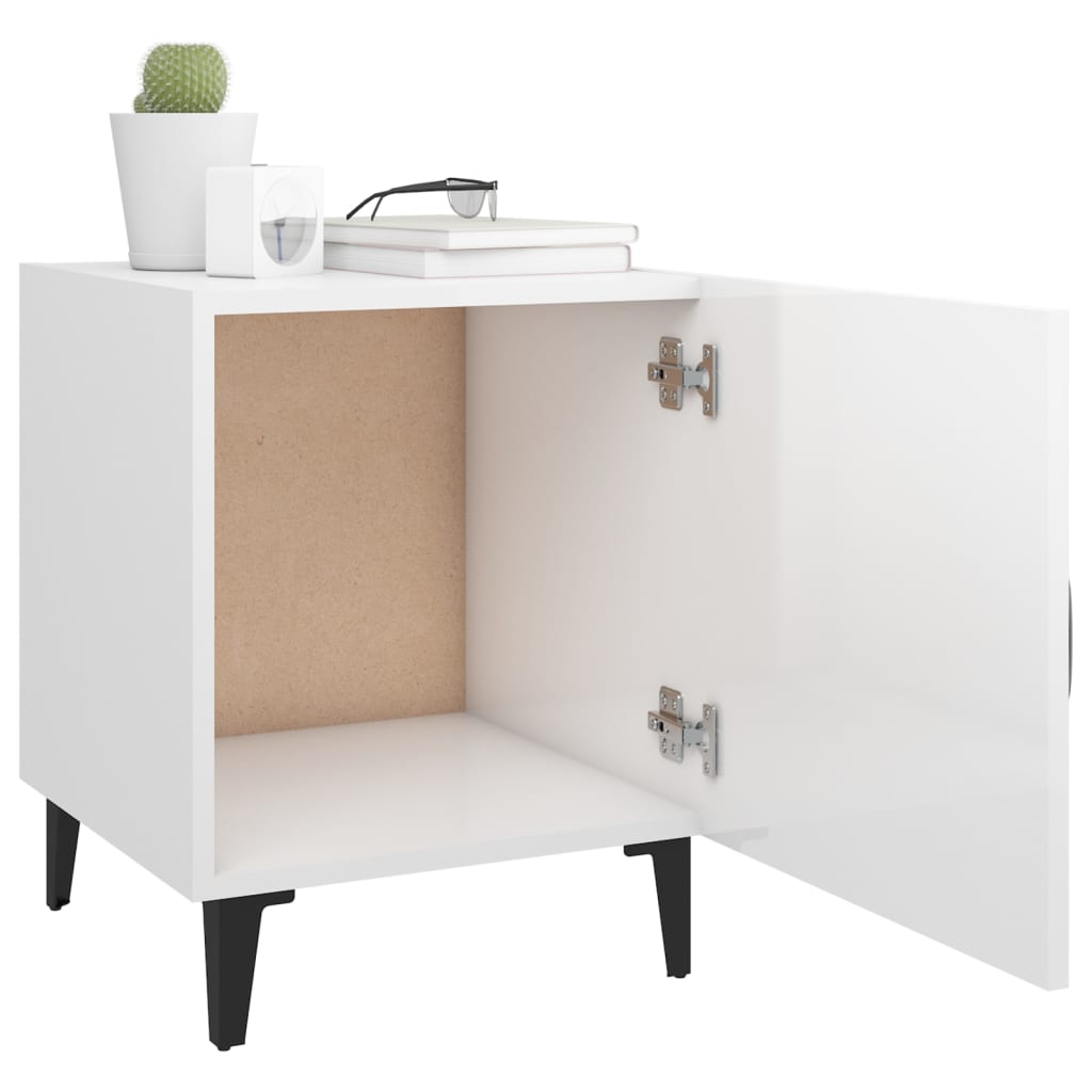 Bedside Cabinet High Gloss White Engineered Wood - Newstart Furniture