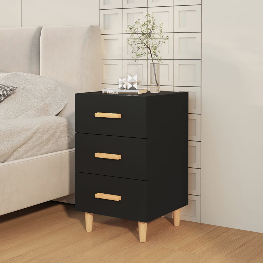 Bedside Cabinet Black 40x40x66 cm Engineered Wood - Newstart Furniture