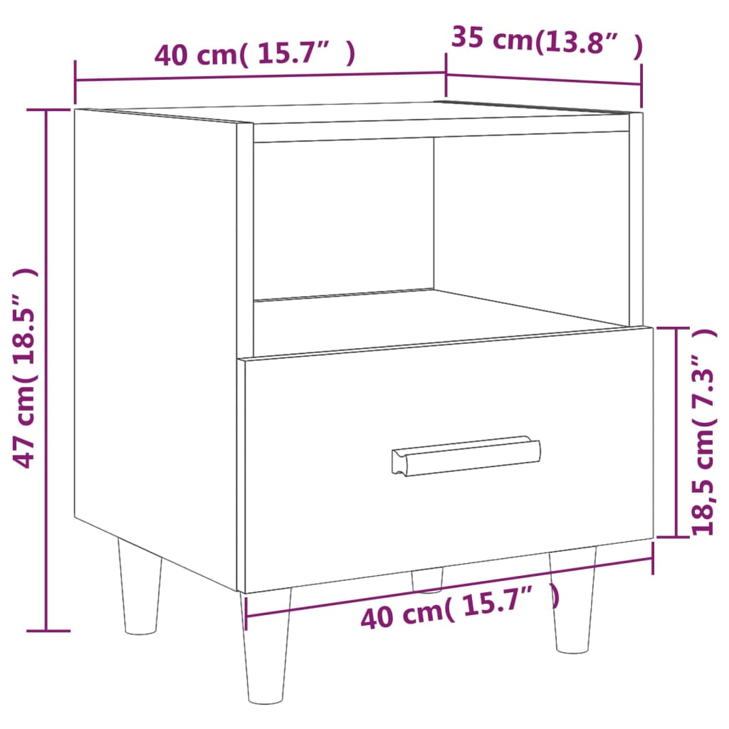 Bedside Cabinets 2 pcs Brown Oak 40x35x47 cm - Newstart Furniture