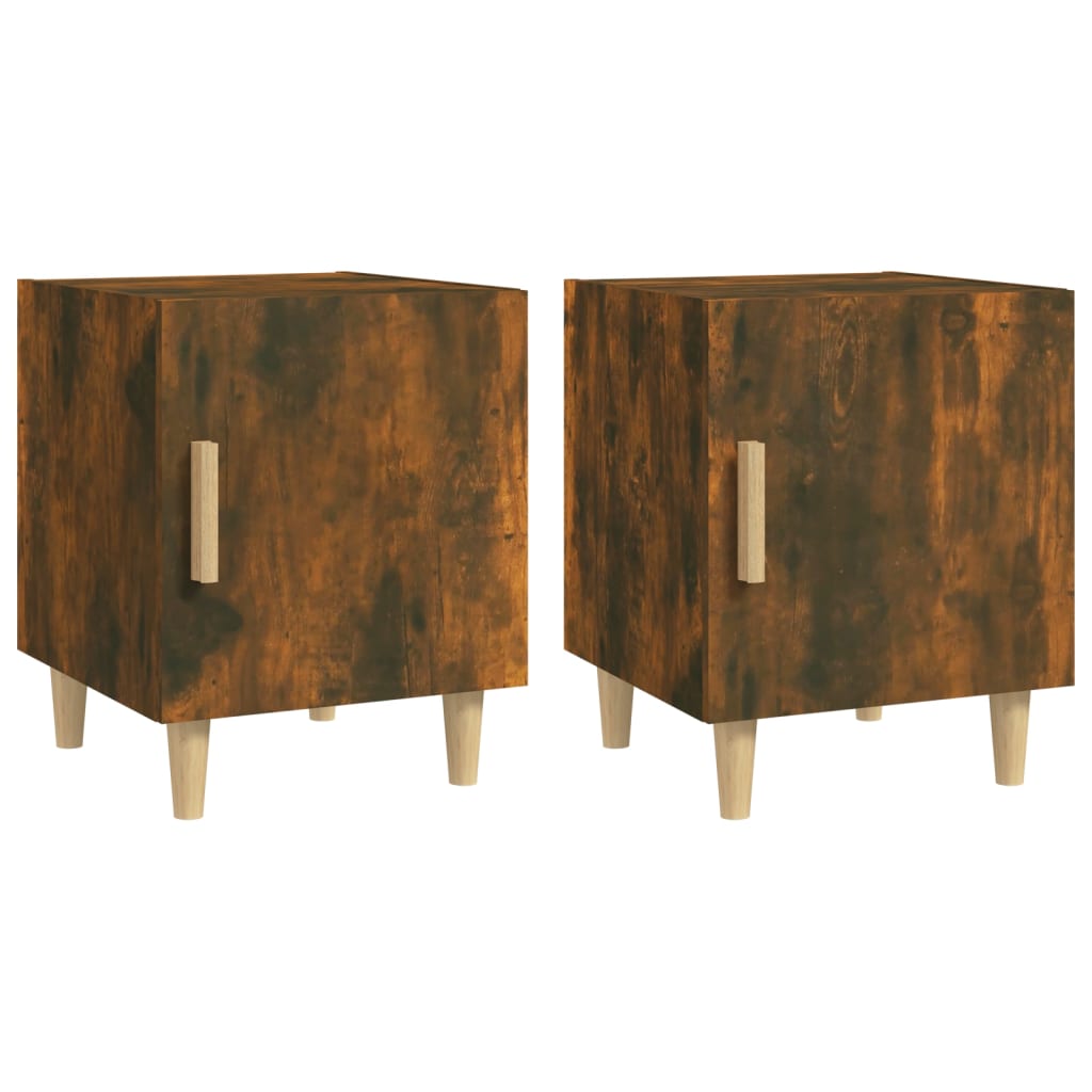 Bedside Cabinets 2 pcs Smoked Oak Engineered Wood - Newstart Furniture