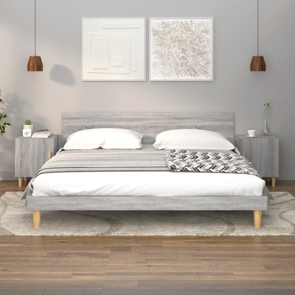 Bedside Cabinets 2 pcs Grey Sonoma Engineered Wood - Newstart Furniture