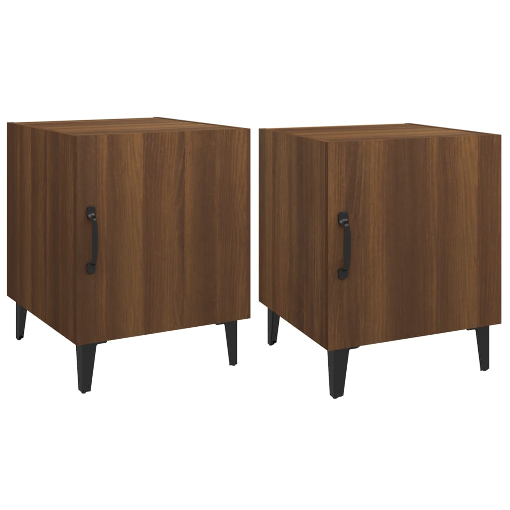 Bedside Cabinets 2 pcs Brown Oak Engineered Wood - Newstart Furniture