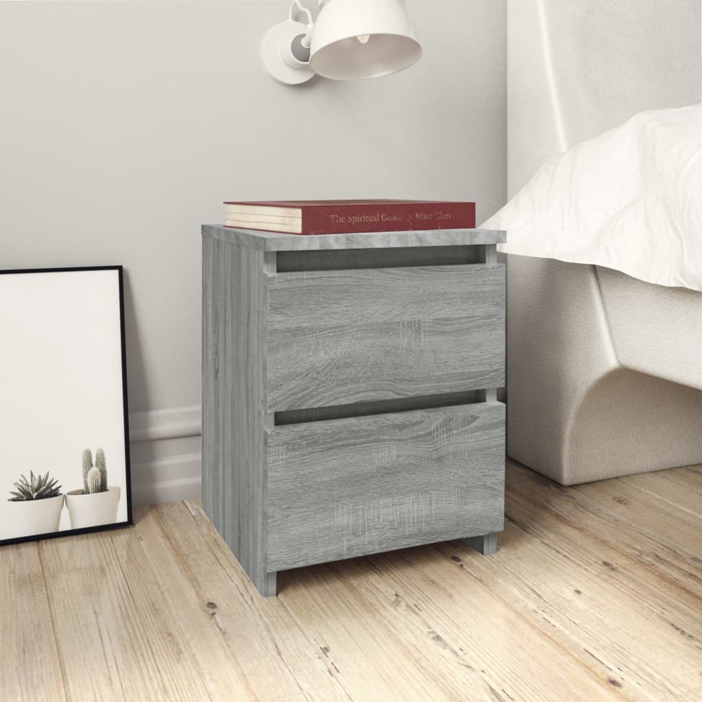 Bedside Cabinets 2 pcs Grey Sonoma 30x30x40 cm Engineered Wood - Newstart Furniture