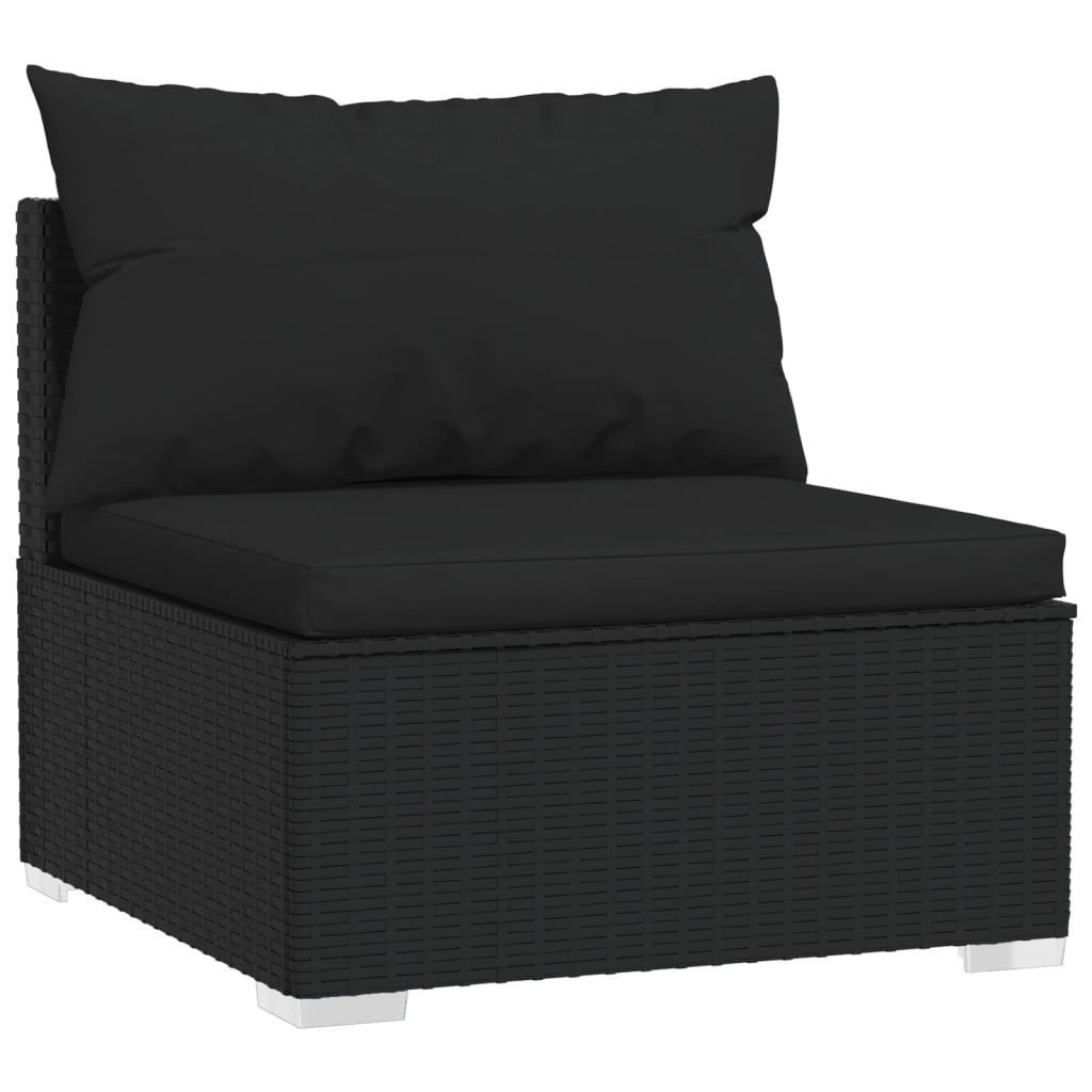 9 Piece Garden Lounge Set with Cushions Poly Rattan Black - Newstart Furniture