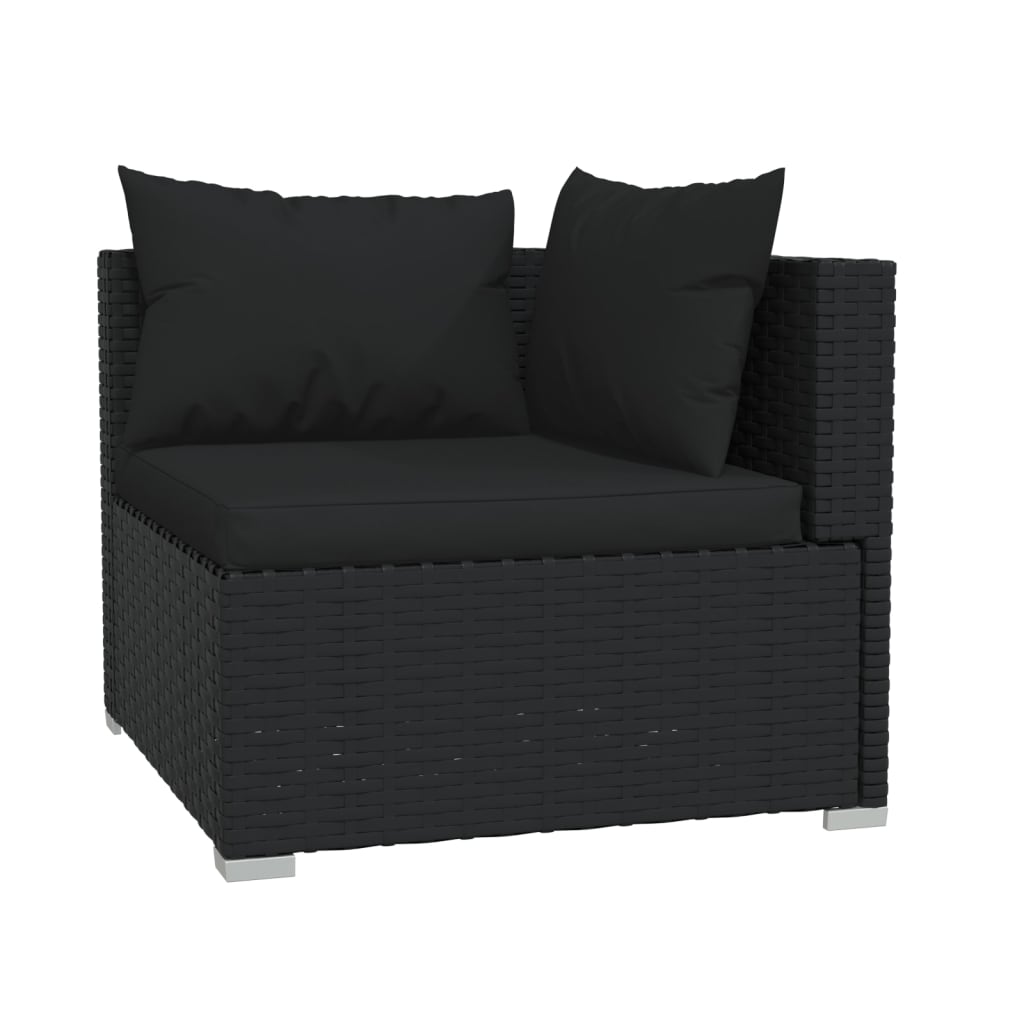 9 Piece Garden Lounge Set with Cushions Poly Rattan Black - Newstart Furniture