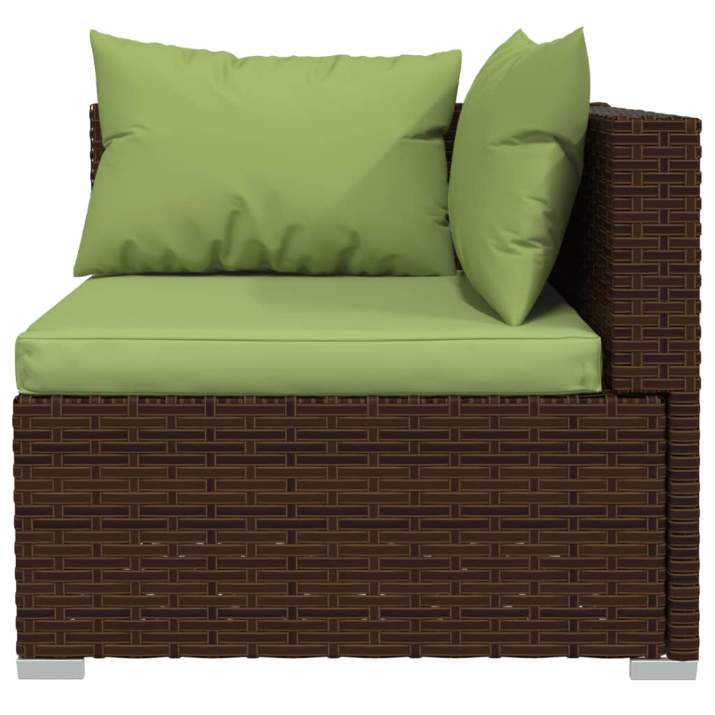 6 Piece Garden Lounge Set with Cushions Poly Rattan Brown - Newstart Furniture