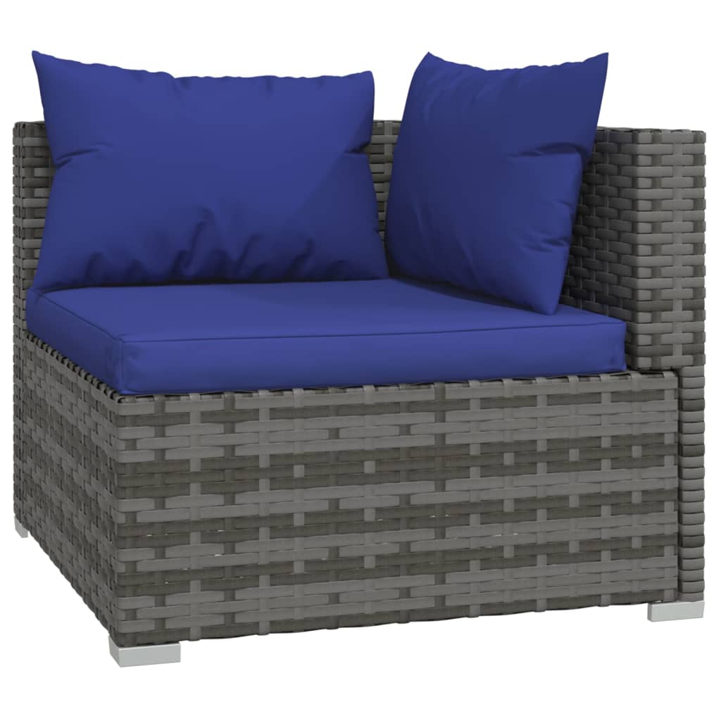 8 Piece Garden Lounge Set with Cushions Grey Poly Rattan - Newstart Furniture
