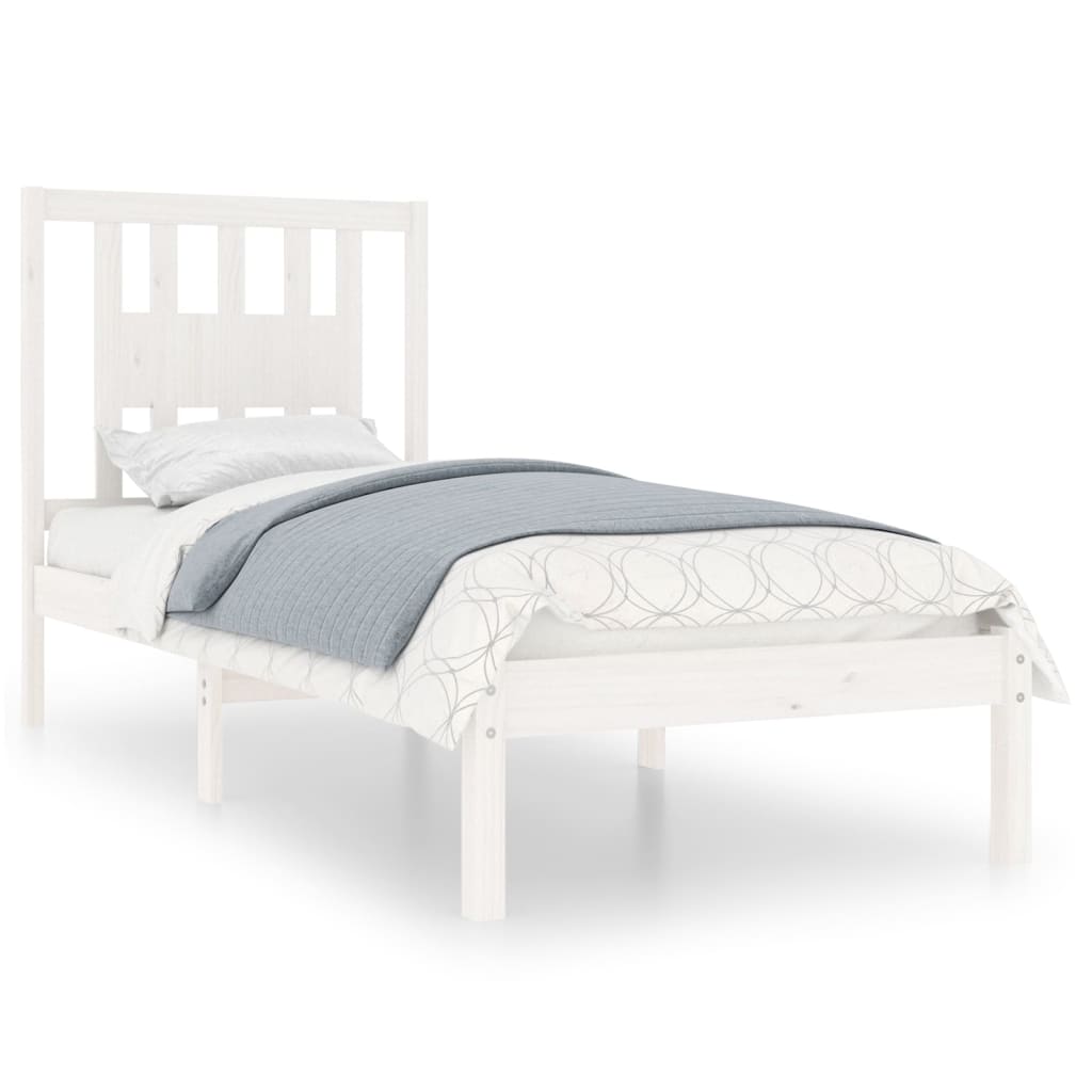Bed Frame White Solid Wood 92x187 cm Single Bed Size - Newstart Furniture