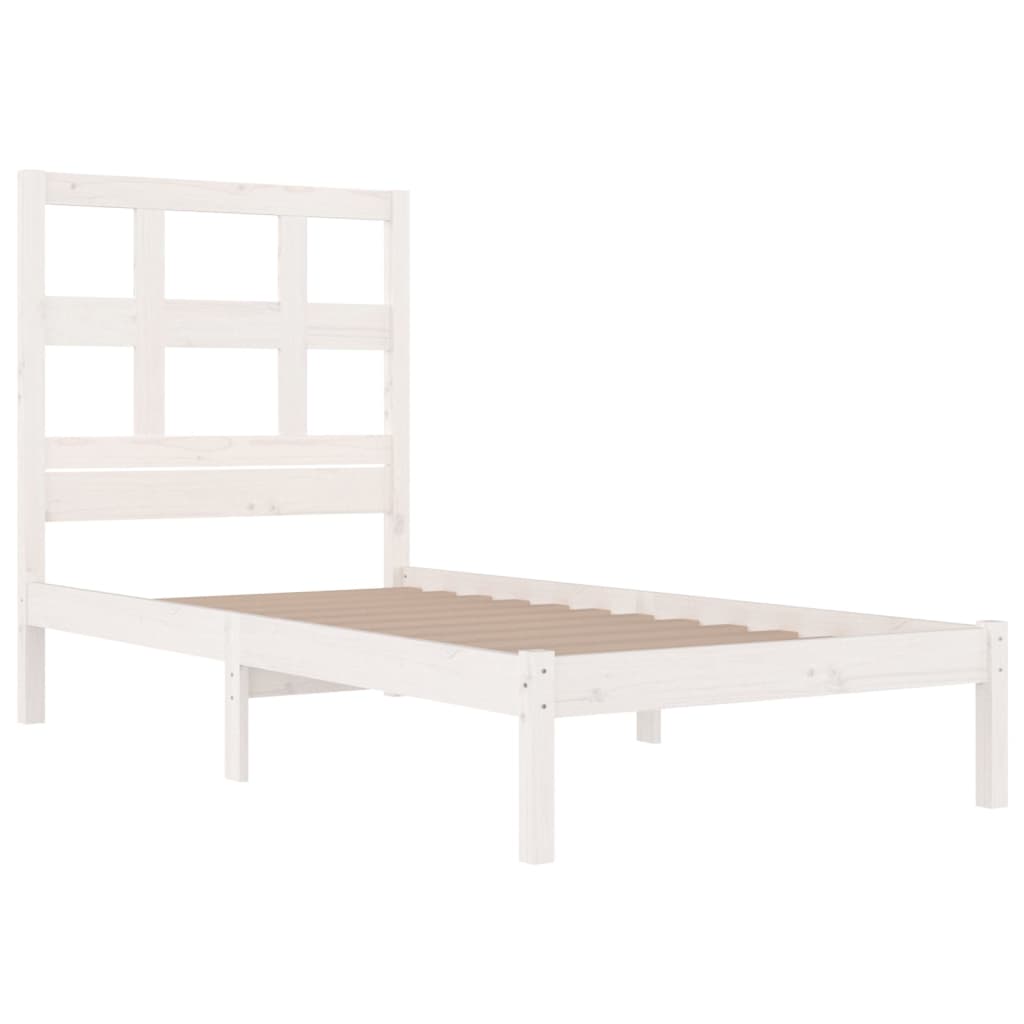 Bed Frame White Solid Wood Pine 92x187 cm Single Bed Size - Newstart Furniture