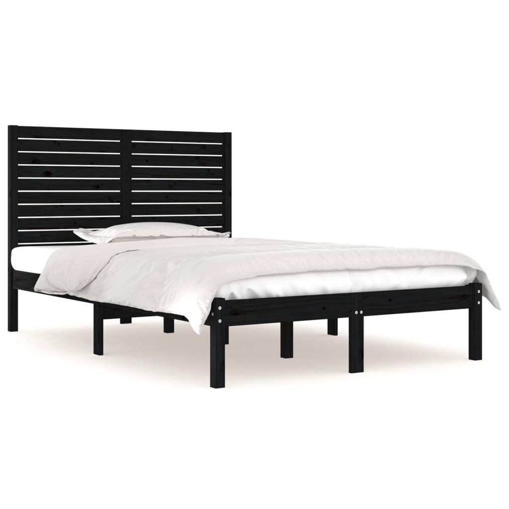 Bed Frame Black Solid Wood 137x187 cm Double Size - Newstart Furniture