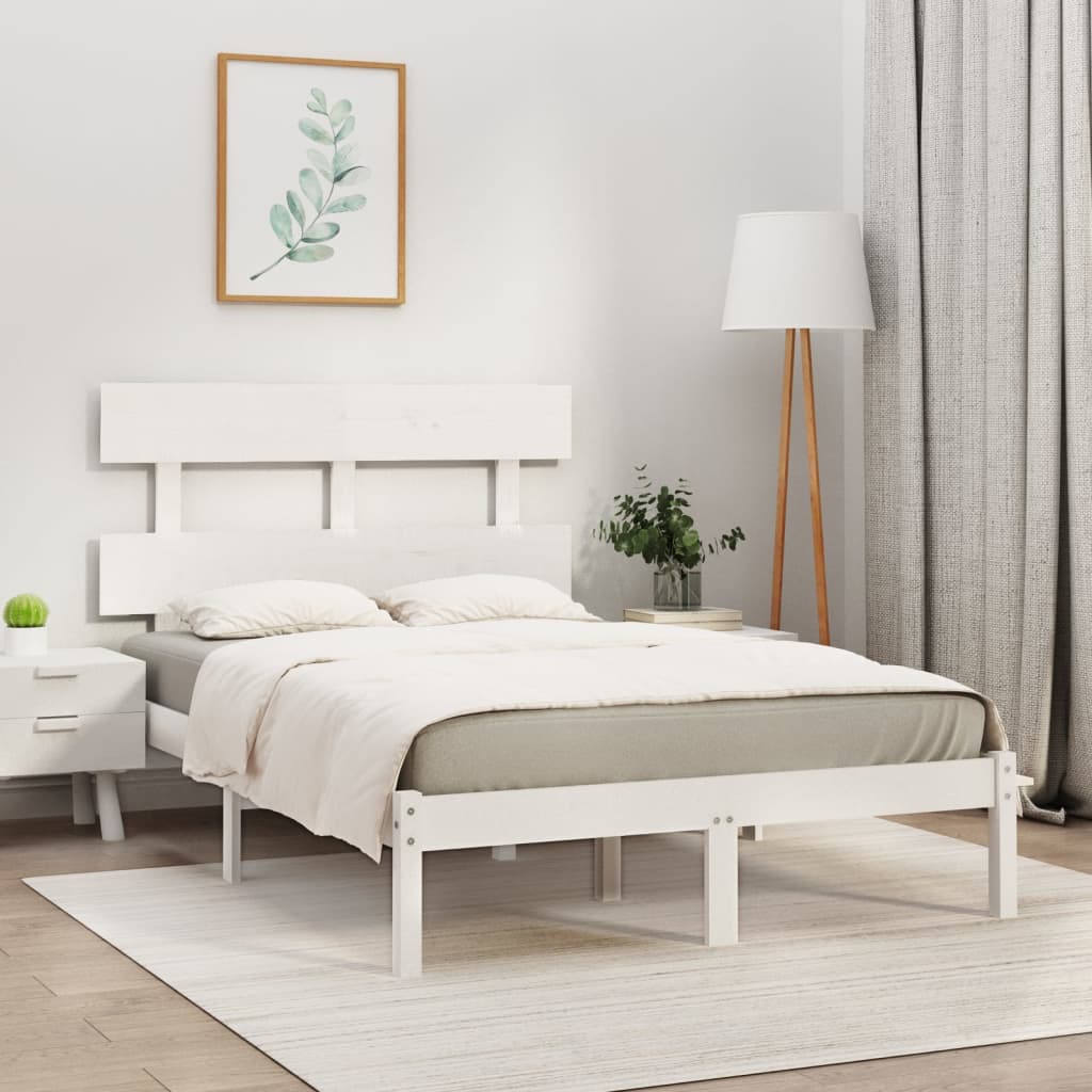 Bed Frame White Solid Wood 153x203 cm Queen Size - Newstart Furniture