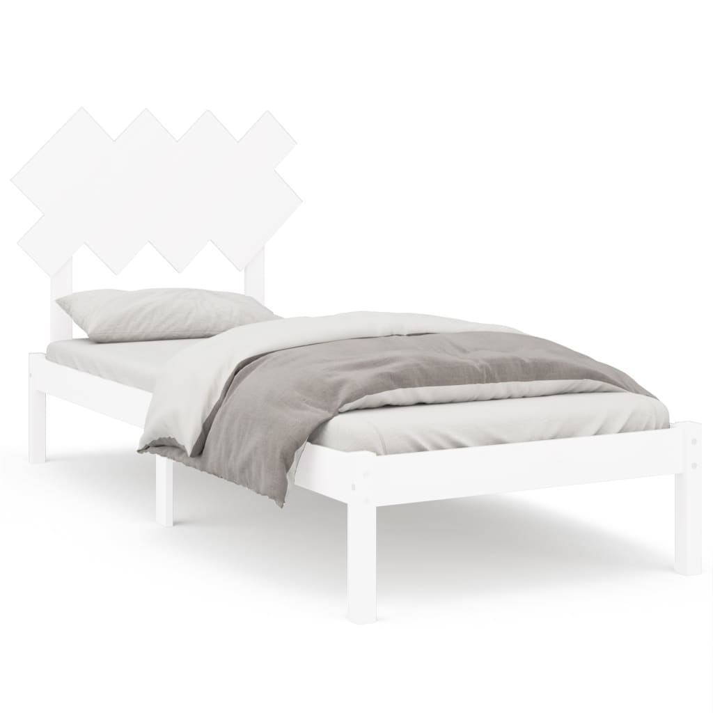 Bed Frame White 92x187 cm Single Bed Size Solid Wood - Newstart Furniture