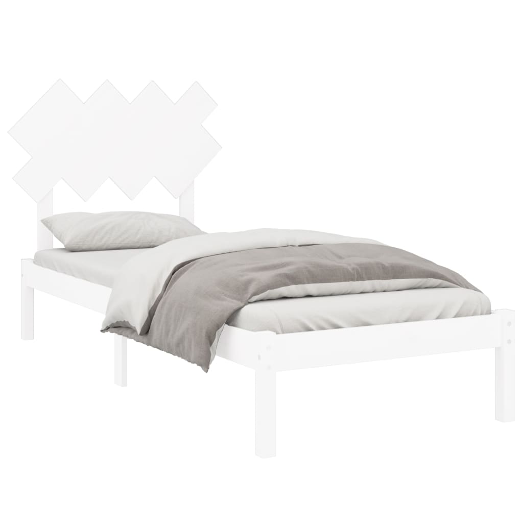 Bed Frame White 92x187 cm Single Bed Size Solid Wood - Newstart Furniture