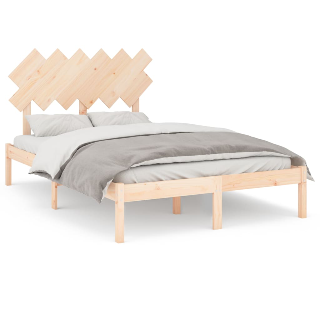 Bed Frame 137x187 cm Double Size Solid Wood - Newstart Furniture