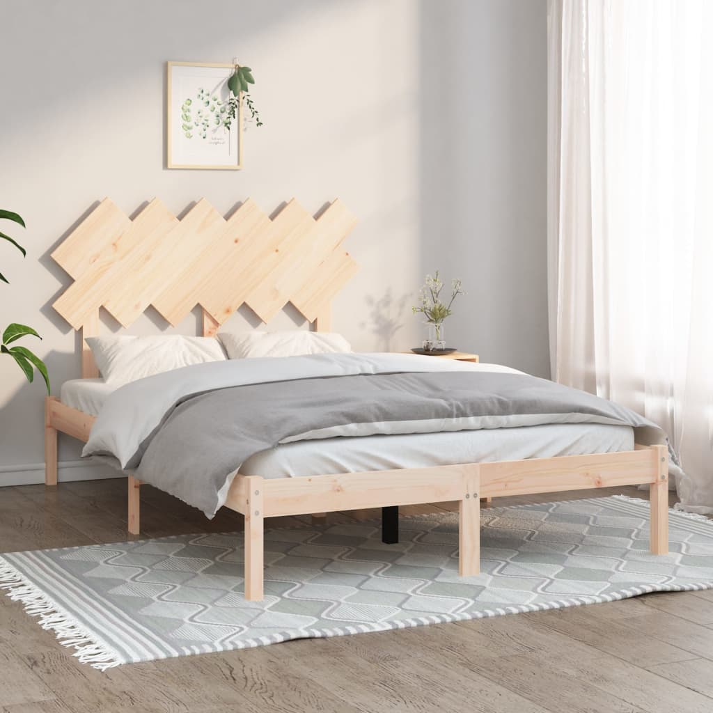 Bed Frame 137x187 cm Double Size Solid Wood - Newstart Furniture