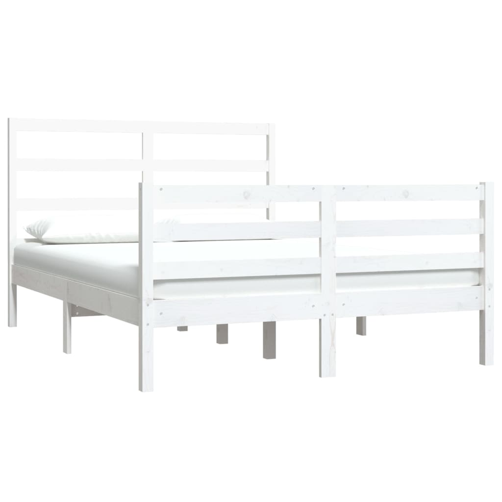 Bed Frame White Solid Wood Pine 137x187 Double Size - Newstart Furniture