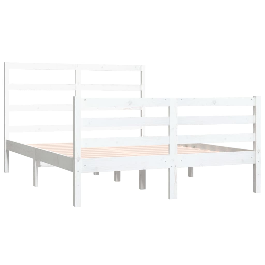 Bed Frame White Solid Wood Pine 137x187 Double Size - Newstart Furniture