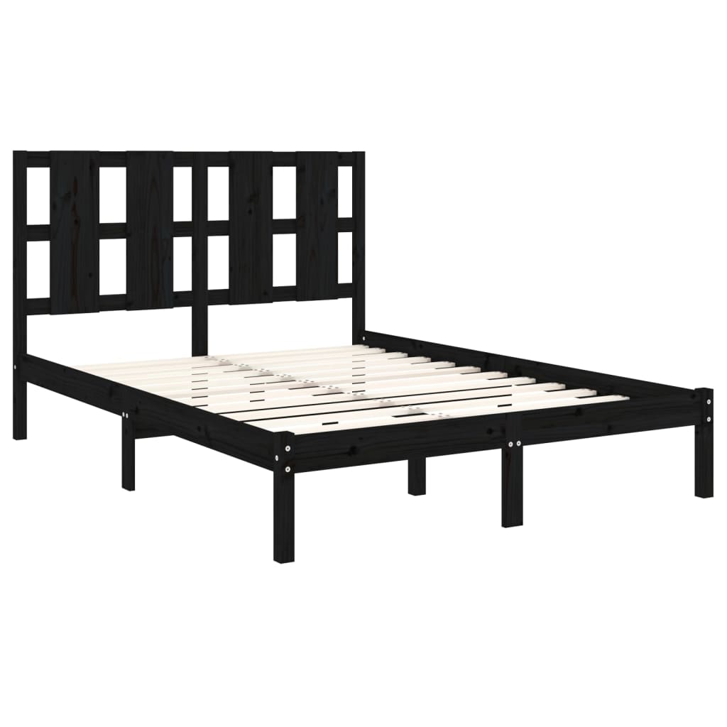 Bed Frame Black Solid Wood 137x187 Double Size - Newstart Furniture