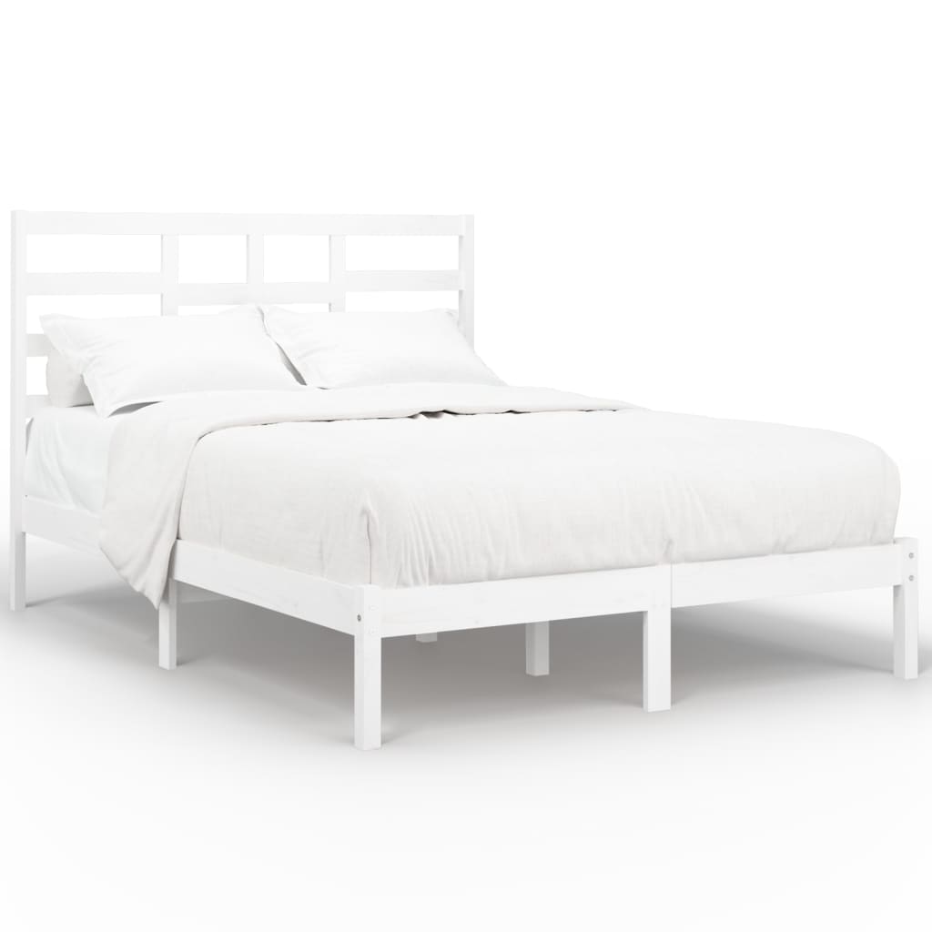 Bed Frame White Solid Wood 153x203 cm Queen Size - Newstart Furniture