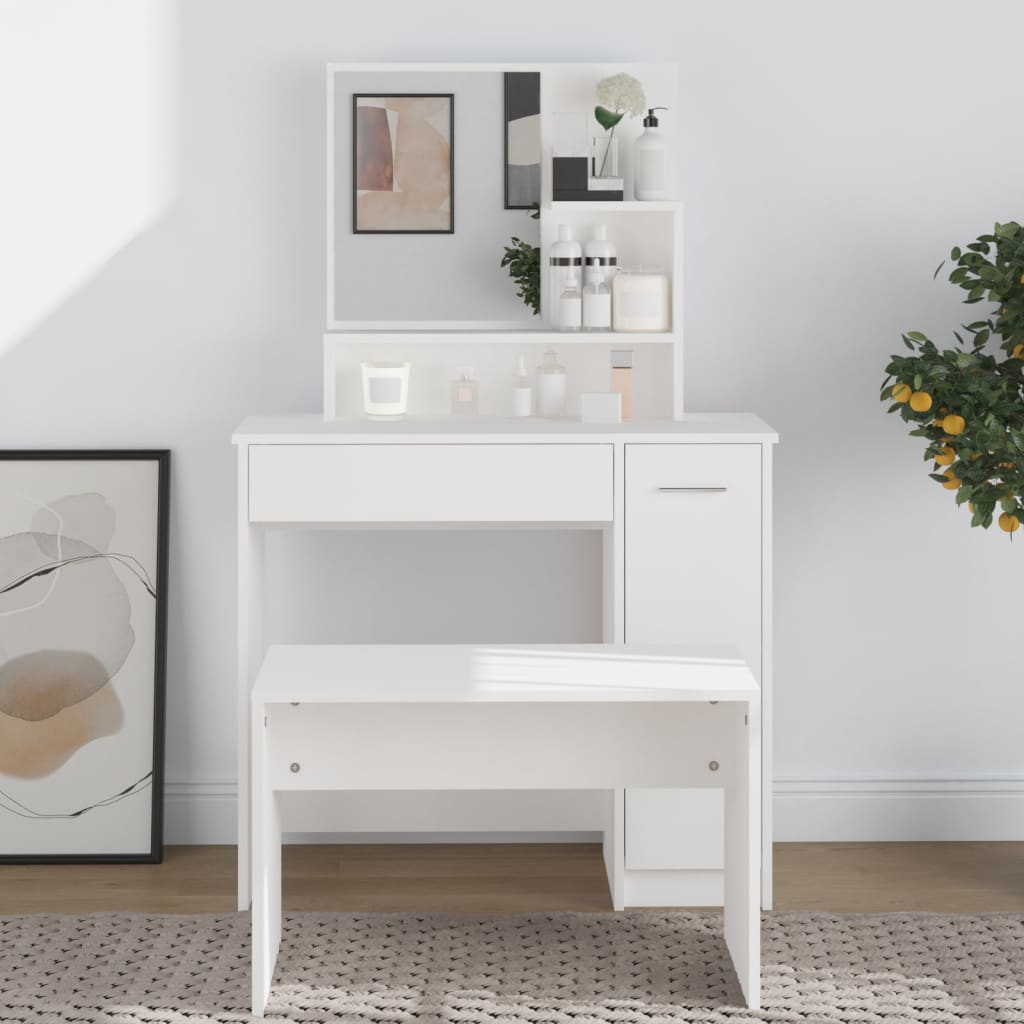 Dressing Table with Mirror White 86.5x35x136 cm - Newstart Furniture