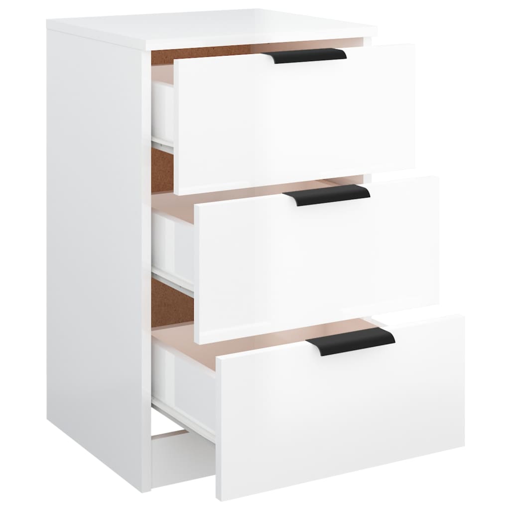 Bedside Cabinets 2 pcs High Gloss White 40x36x65 cm - Newstart Furniture