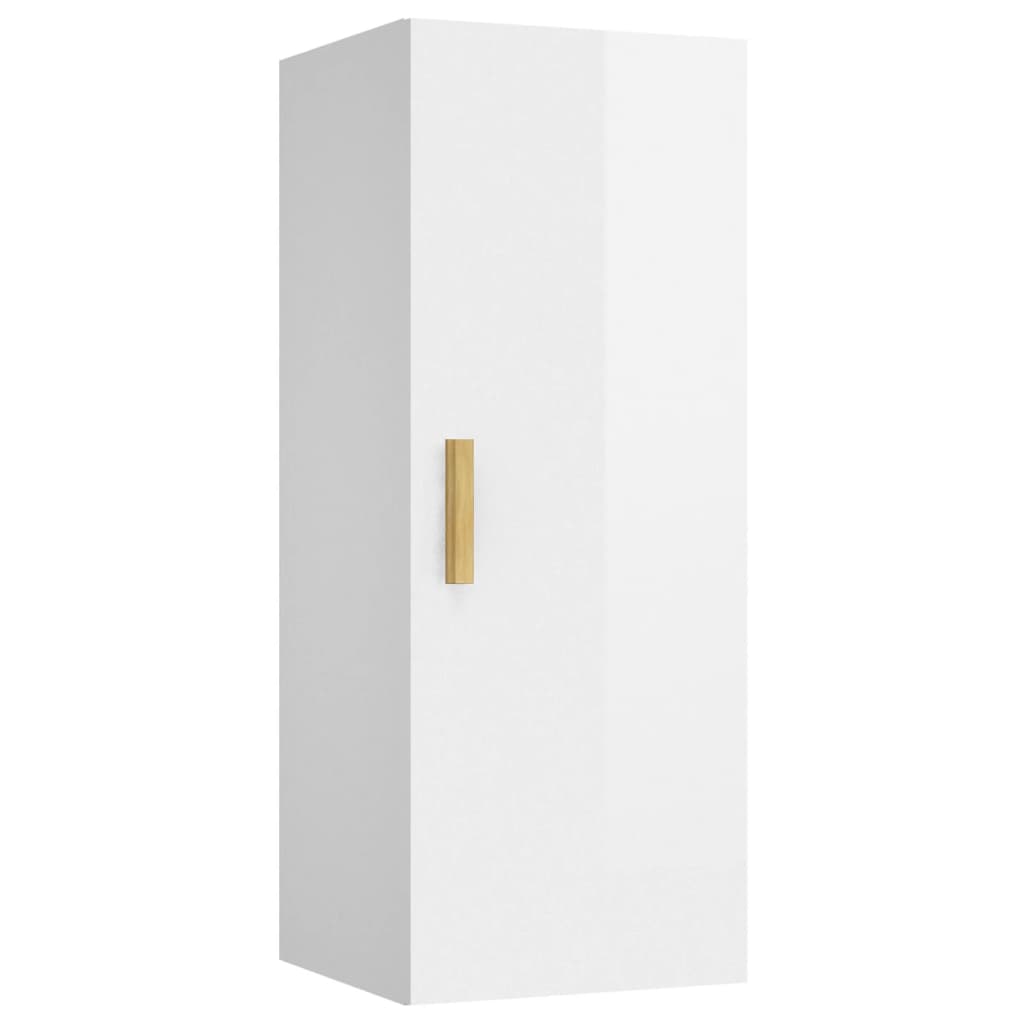 Wall Cabinet High Gloss White 34.5x34x90 cm Engineered Wood - Newstart Furniture