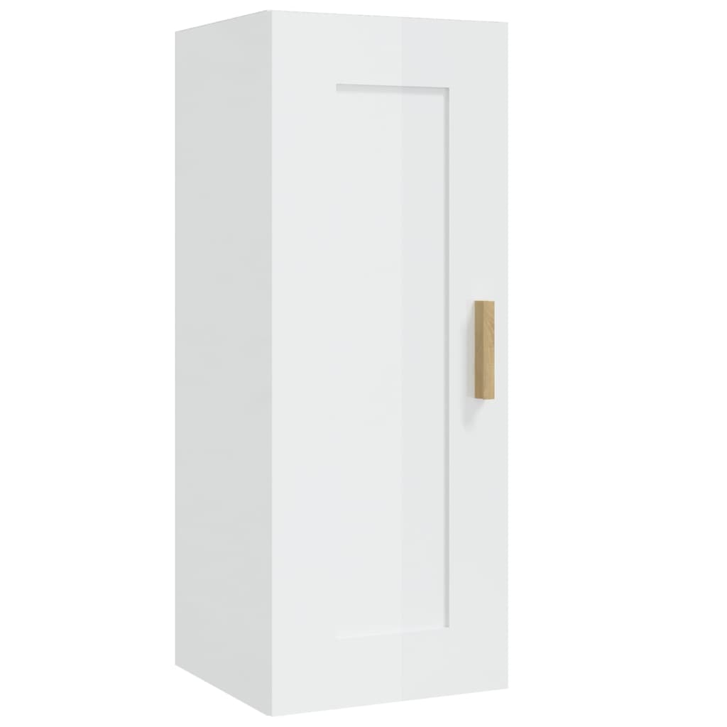 Wall Cabinet High Gloss White 35x34x90 cm Engineered Wood - Newstart Furniture