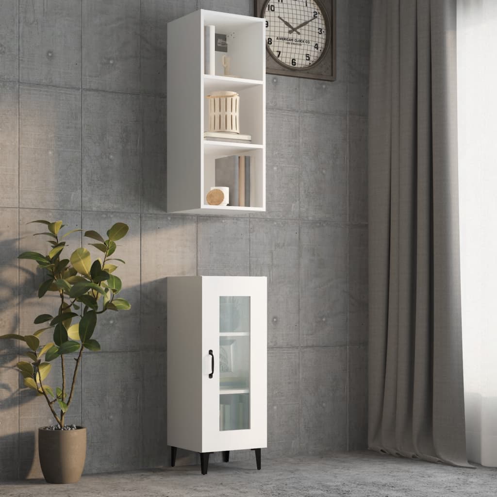 Wall Cabinet White 34.5x32.5x90 cm Engineered Wood - Newstart Furniture