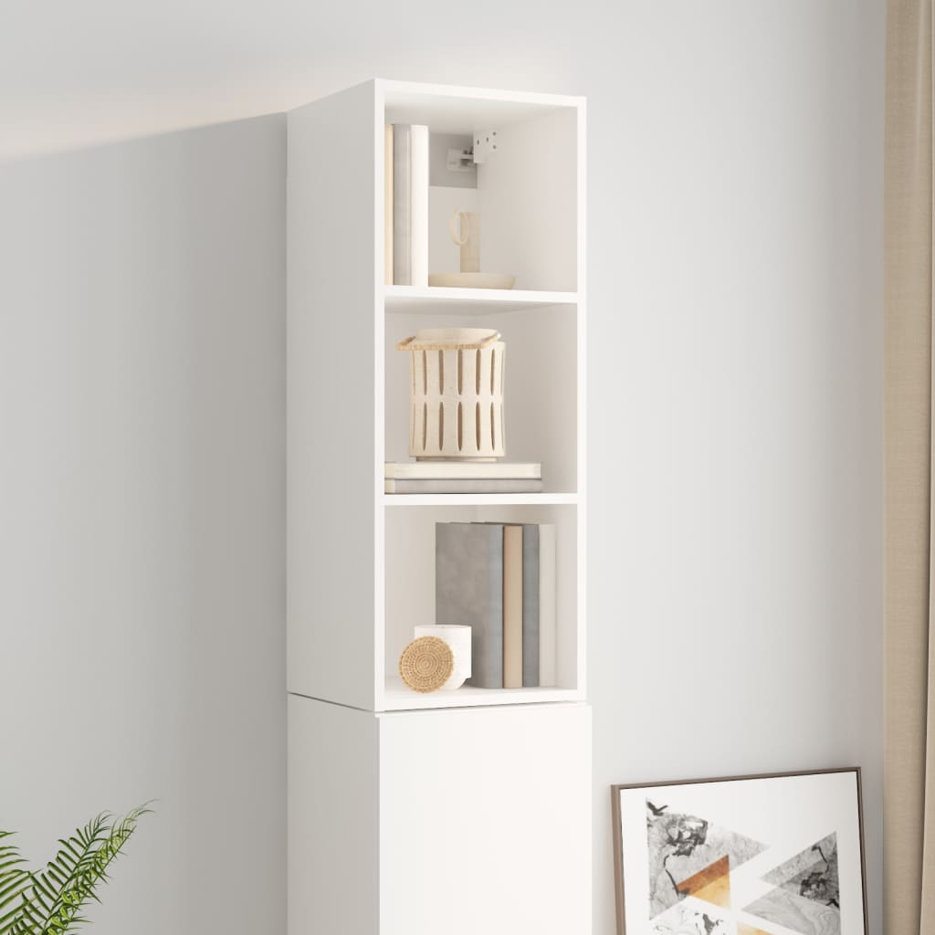 Wall Cabinet High Gloss White 34.5x32.5x90 cm Engineered Wood - Newstart Furniture