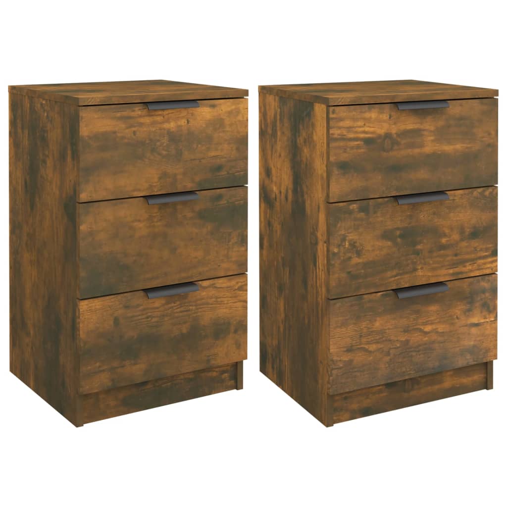 Bedside Cabinets 2 pcs Smoked Oak 40x36x65 cm - Newstart Furniture