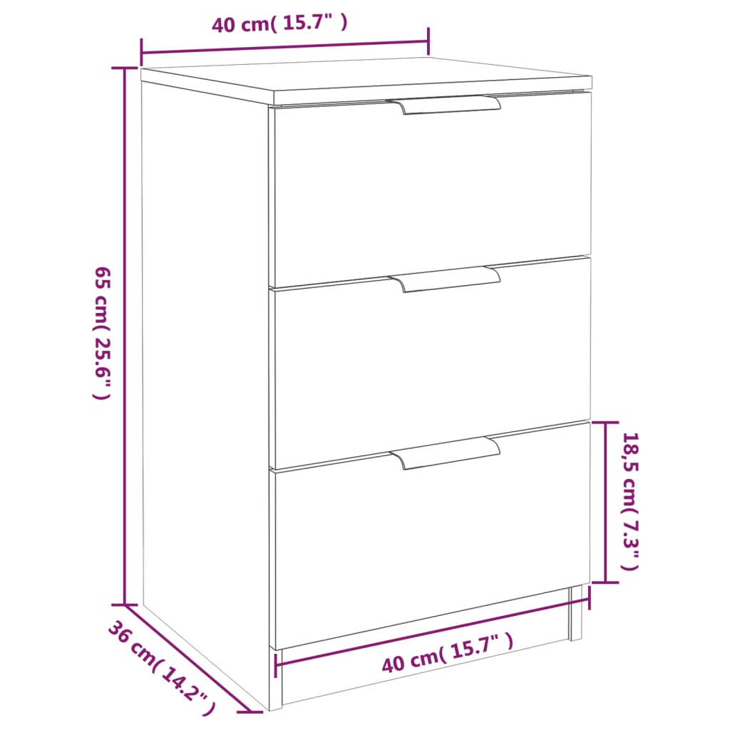 Bedside Cabinets 2 pcs Smoked Oak 40x36x65 cm - Newstart Furniture