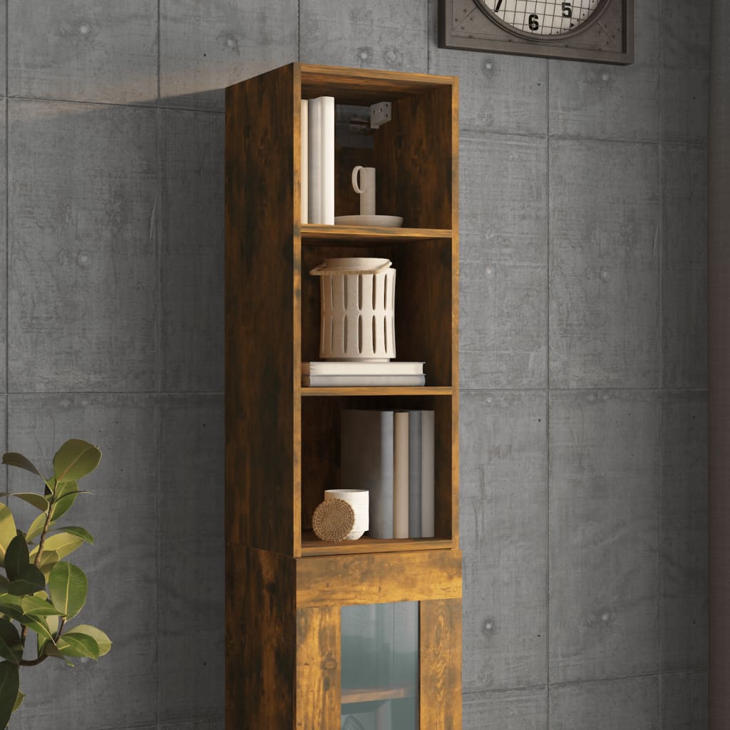 Wall Cabinet Smoked Oak 34.5x32.5x90 cm Engineered Wood - Newstart Furniture
