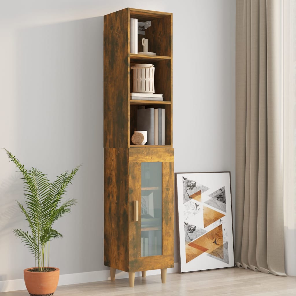 Wall Cabinet Smoked Oak 34.5x32.5x90 cm Engineered Wood - Newstart Furniture
