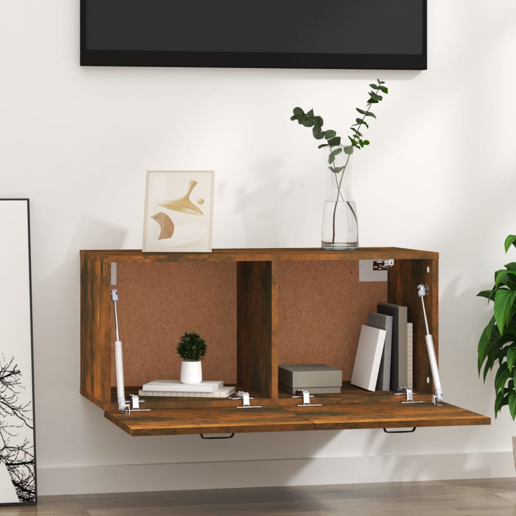Wall Cabinet Smoked Oak 80x35x36.5 cm Engineered Wood - Newstart Furniture