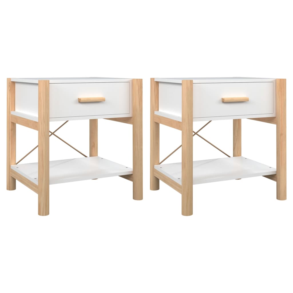Bedside Tables 2pcs White 42x38x45 cm Engineered Wood - Newstart Furniture