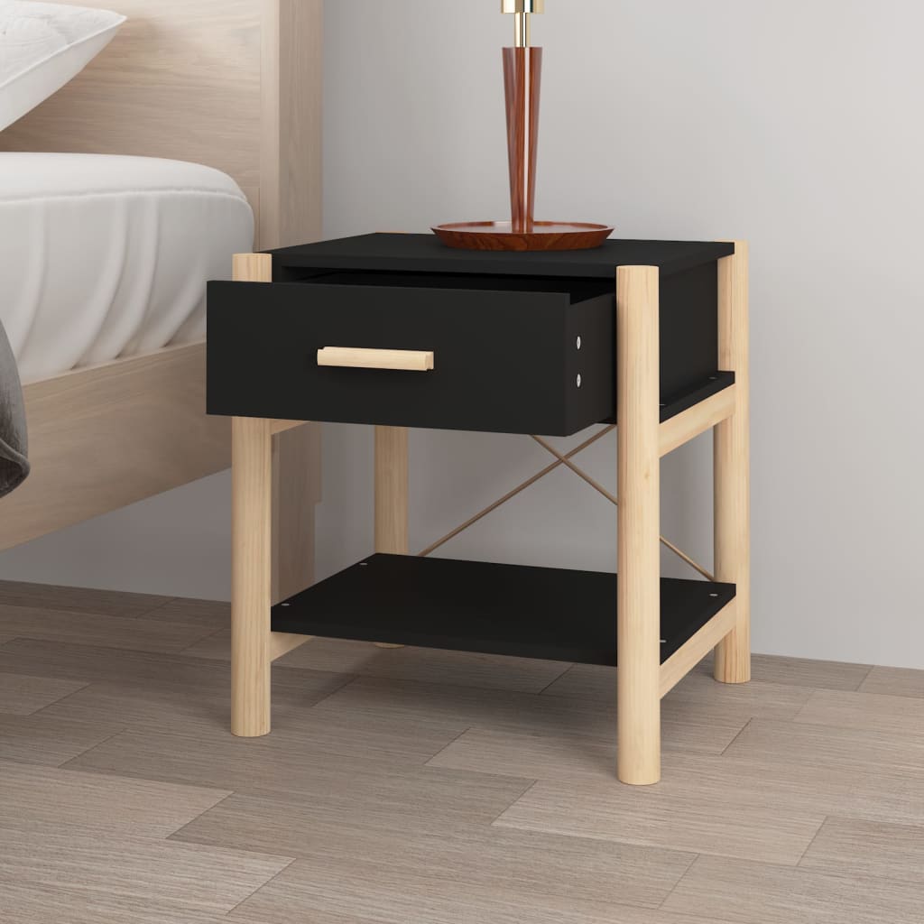 Bedside Tables 2pcs Black 42x38x45 cm Engineered Wood - Newstart Furniture