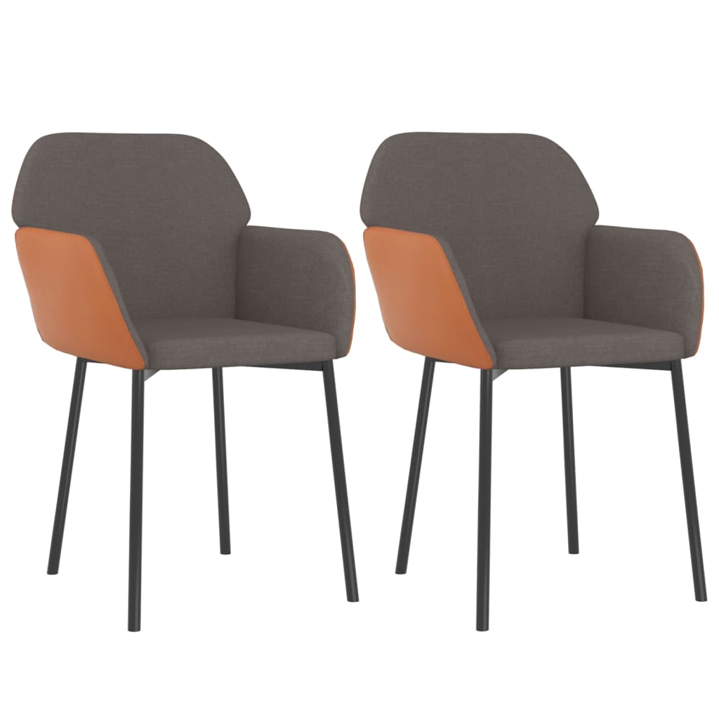 Dining Chairs 2 pcs Dark Grey Fabric and Faux Leather - Newstart Furniture