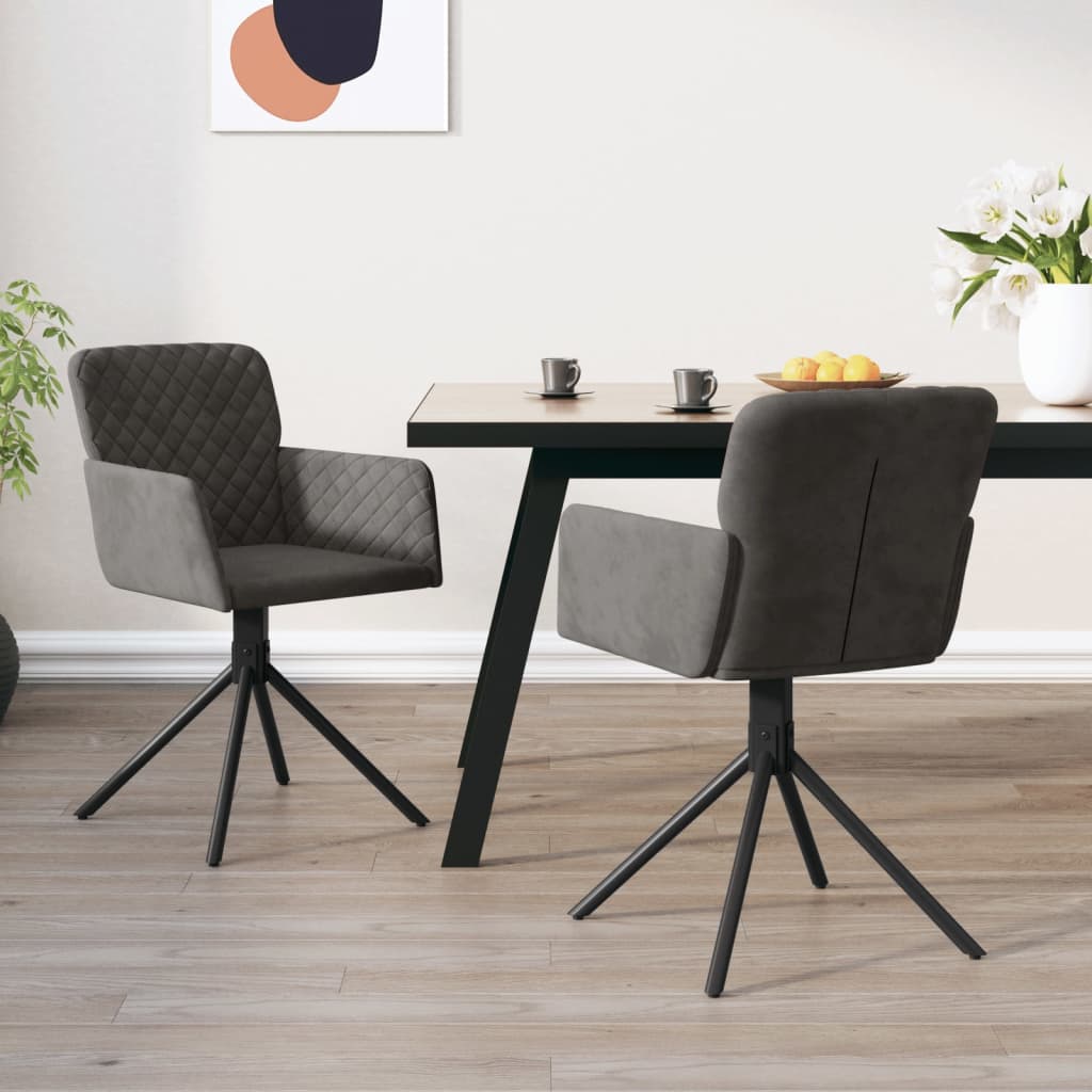 Swivel Dining Chairs 2 pcs Dark Grey Velvet - Newstart Furniture