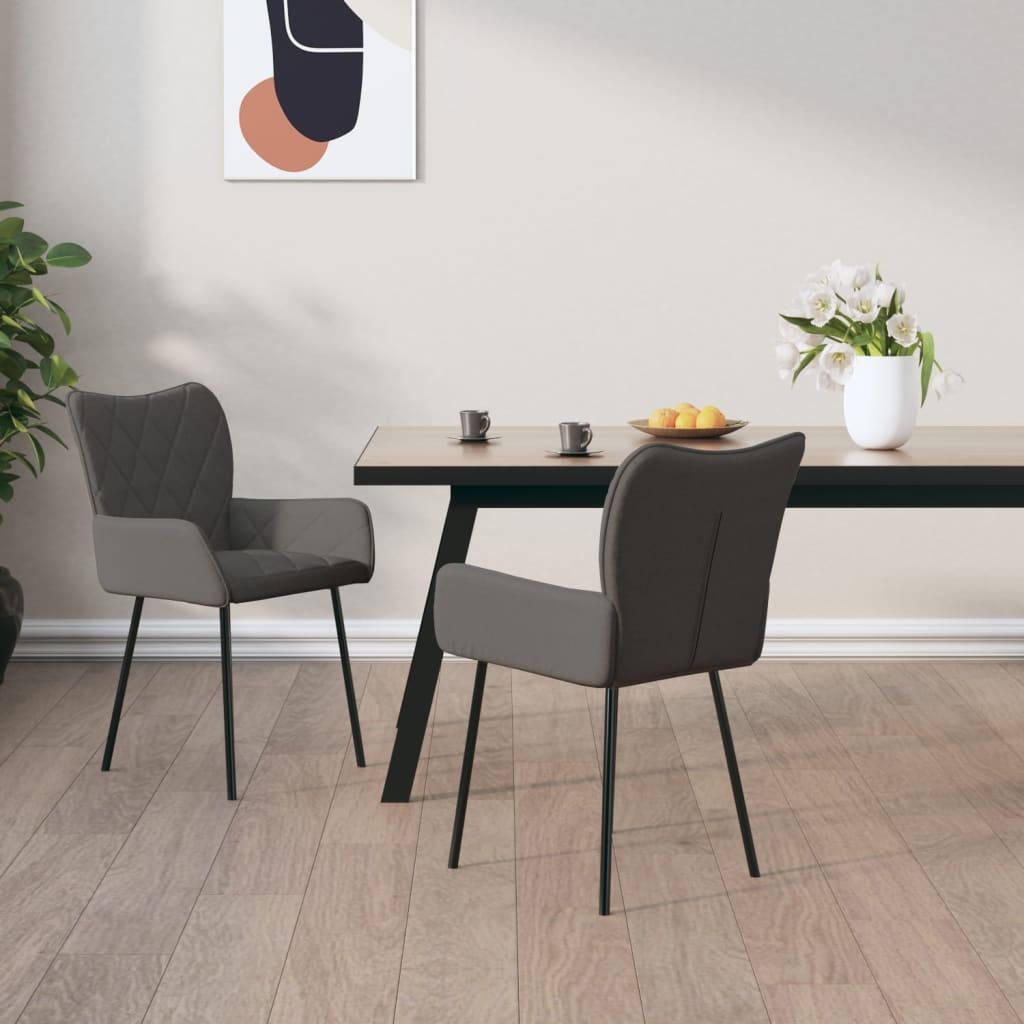 Dining Chairs 2 pcs Dark Grey Fabric - Newstart Furniture
