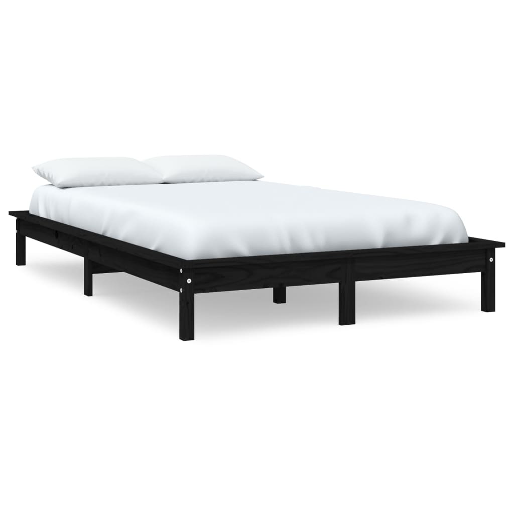 Bed Frame Black 153x203 cm Solid Wood Pine Queen Size - Newstart Furniture
