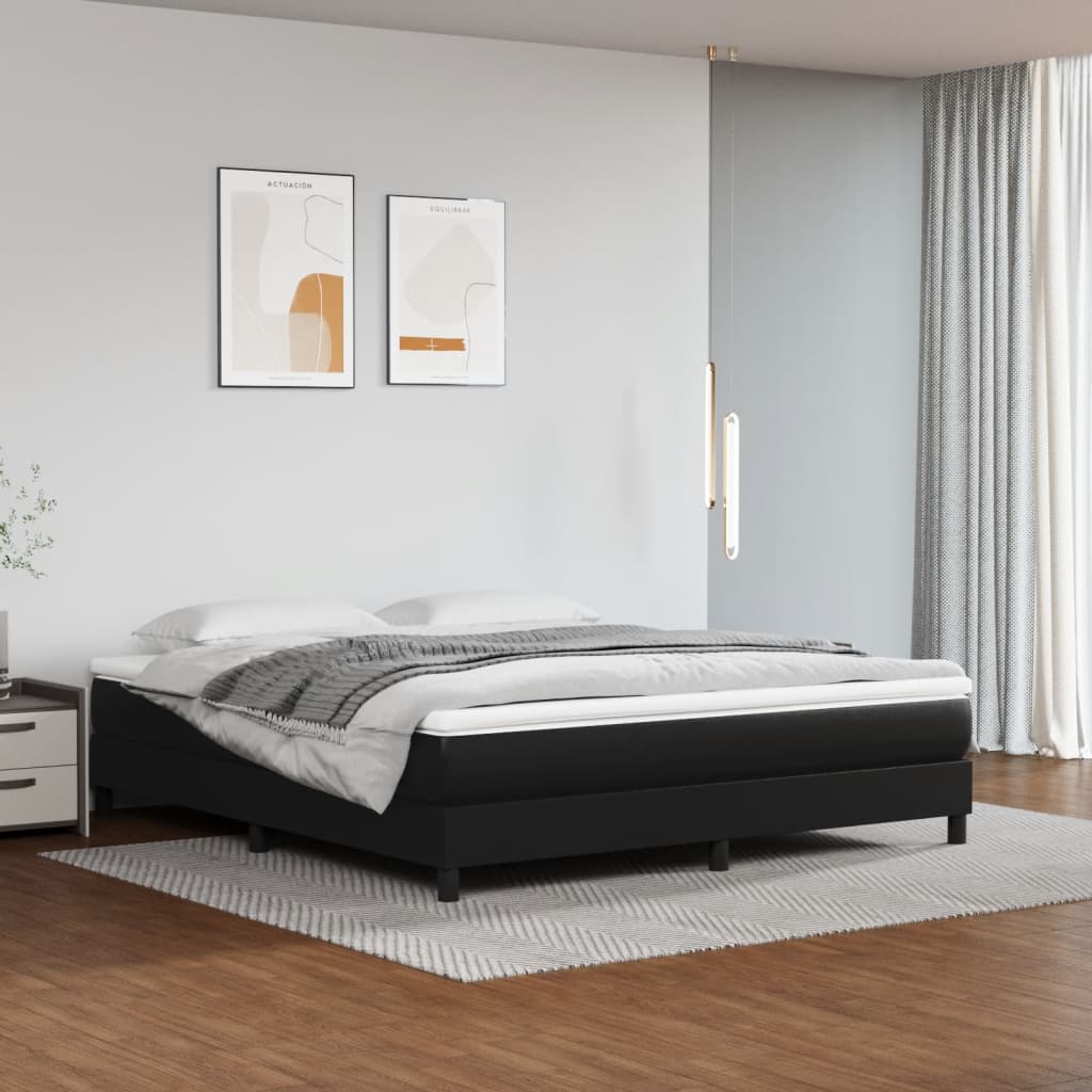 Pocket Spring Bed Mattress Black 152x203x20 cm Queen Faux Leather - Newstart Furniture