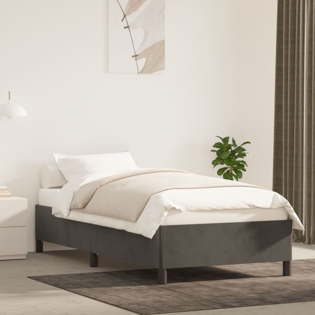Bed Frame Dark Grey 107x203 cm King Single Velvet - Newstart Furniture